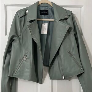 Eloquii Women's Mint Green Faux Leather Jacket - NWT Size 14/16